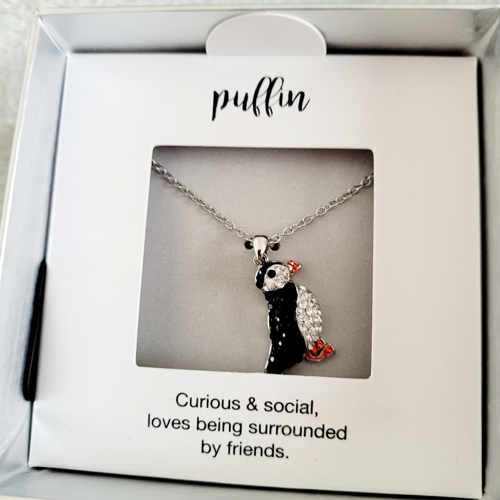 NWT Sterling Silver Puffin  Necklace 18in